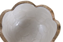 DKD Home Decor Bol Mango Blanco Nacarado Pack de 2