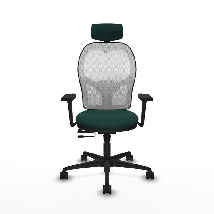 PIQUERAS Y CRESPO Silla de oficina Jorquera con mecanismo Sincro/Traslack, Verde botella y Blanco