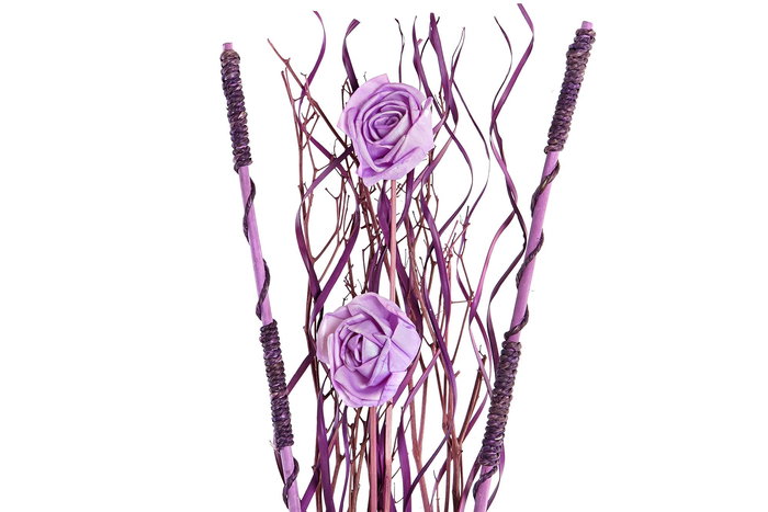 DKD Home Decor Ramo Cottage Lila Blanco 30 x 100 x 30 cm (2 Unidades)