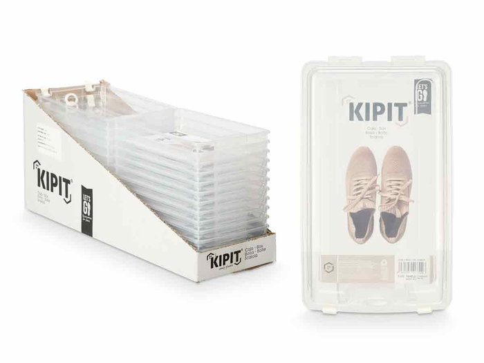 Kipit Caja Organizador Zapatos Señora Plástico Transparente 19 x 10.5 x 33 cm (Set de 12)