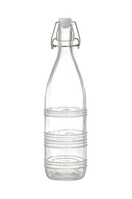 Inde Botella Transparente con Tapon Hermetico 1L 8.6x31cm (12 Unidades)