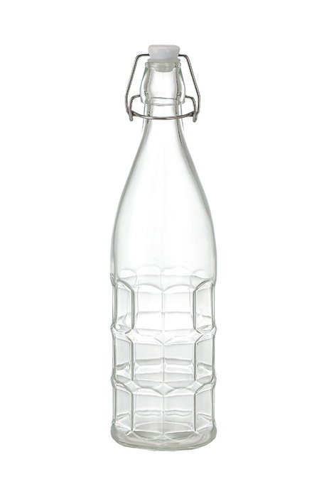 Inde Botella Transparente con Tapon Hermetico 1L 8.6x31cm (12 Unidades)