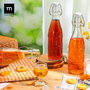 Inde Botella Transparente con Tapon Hermetico 1L 8.6x31cm (12 Unidades)