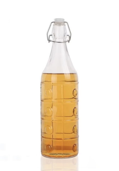 Inde Botella Transparente con Tapon Hermetico 1L 8.6x31cm (12 Unidades)