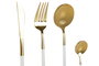 DKD Home Decor Cubertería Basicos Chic Set de 24 Piezas Dorado Blanco Inox