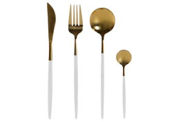 DKD Home Decor Cubertería Basicos Chic Set de 24 Piezas Dorado Blanco Inox