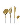 DKD Home Decor Cubertería Basicos Chic Set de 24 Piezas Dorado Blanco Inox