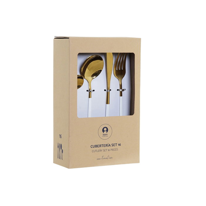 DKD Home Decor Set de Cubertería Chic de 24 Piezas en Acero Inoxidable Dorado DKD Home Decor Set de Cubertería Chic de 24 Piezas en Acero Inoxidable Dorado