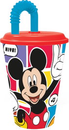 Disney Vaso Easy Sport CZ11364 con Pajita para Niños 430 mL Mickey Mouse Licencia Oficial