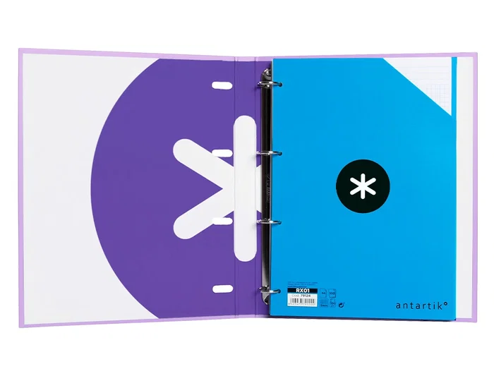 Antartik Carpeta con recambio a4 cuadro 5mm forrada 4 anillas 25mm redondas color lavanda 100 hojas 100g Antartik Carpeta con recambio a4 cuadro 5mm forrada 4 anillas 25mm redondas color lavanda 100 hojas 100g