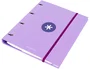 Antartik Carpeta con recambio a4 cuadro 5mm forrada 4 anillas 25mm redondas color lavanda 100 hojas 100g