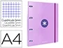 Antartik Carpeta con recambio a4 cuadro 5mm forrada 4 anillas 25mm redondas color lavanda 100 hojas 100g