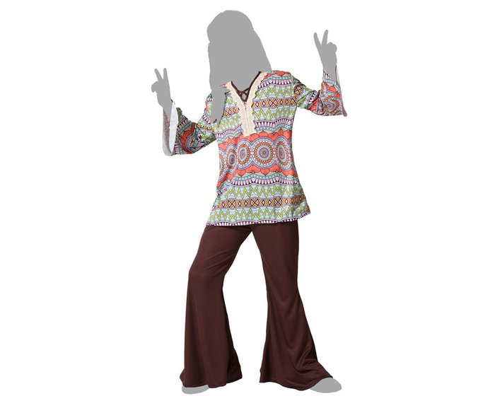 Disfraz Hippie Niño Marrón Infantil con Estampado Psicodélico