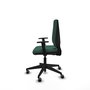 Silla de oficina Elche con mecanismo Contacto permanente básico tapizada con Tela color Verde botella. Equipada con Base piramidal negra, Brazos 1D y Ruedas 65 mm parqué