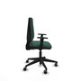 Silla de oficina Elche con mecanismo Contacto permanente básico tapizada con Tela color Verde botella. Equipada con Base piramidal negra, Brazos 1D y Ruedas 65 mm parqué