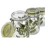 DKD Home Decor Set de 4 Botes de Cristal Botánico Verde