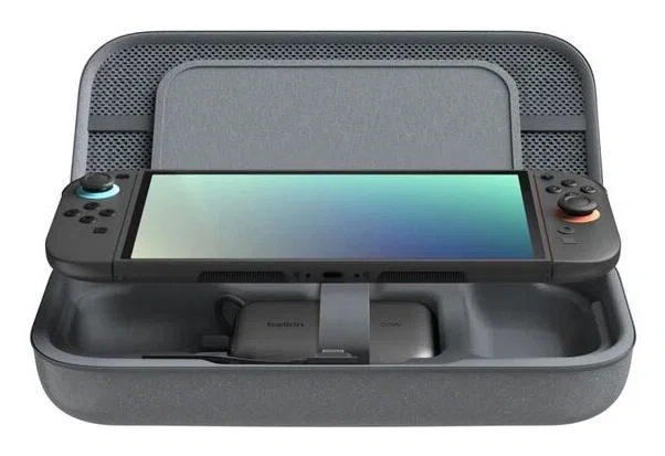 Belkin ENA001hqCH-V2 Estuche de viaje con batería externa para Nintendo Switch y Switch 2, Carbón vegetal