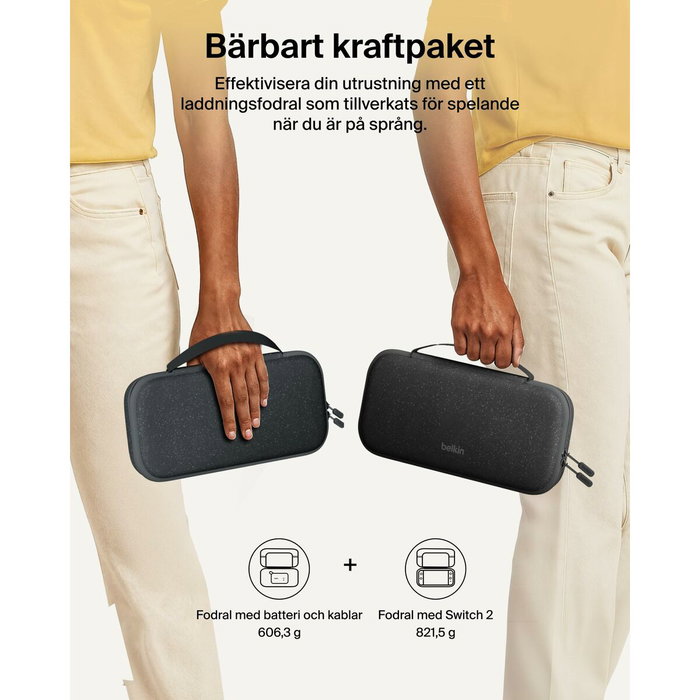 Belkin ENA001hqCH-V2 Estuche de viaje con batería externa para Nintendo Switch y Switch 2, Carbón vegetal