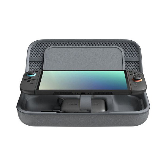 Belkin ENA001hqCH-V2 Estuche de viaje con batería externa para Nintendo Switch y Switch 2, Carbón vegetal