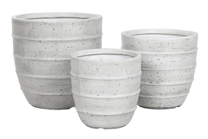 DKD Home Decor Set de 3 Maceteros de Magnesia Gris