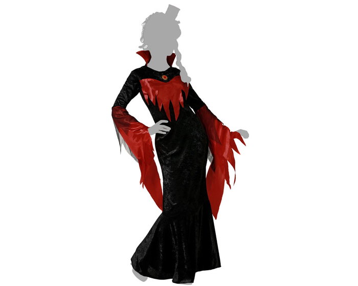 Disfraz Vampiresa Clásica Con Vestido Negro Para Mujer Adulto M-L Halloween Disfraz Vampiresa Clásica Con Vestido Negro Para Mujer Adulto M-L Halloween