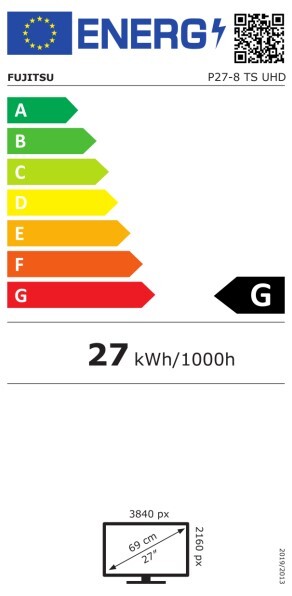 Fujitsu P27-8 TS Monitor 27" 4K UHD (3840x2160) IPS Pivot Altura Ajustable Hub USB 4x HDMI 2x DisplayPort Negro