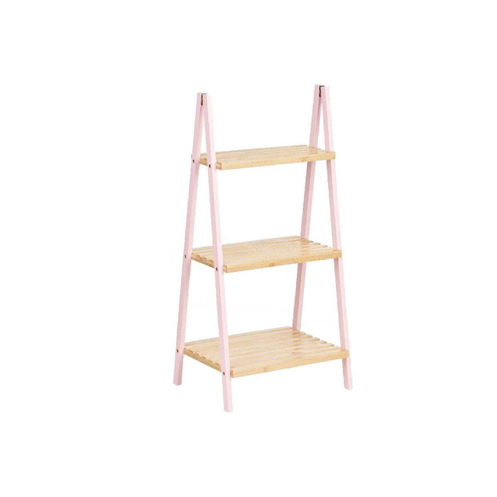 Berilo Estantería Escalera 3 Estantes Bambú Rosa
