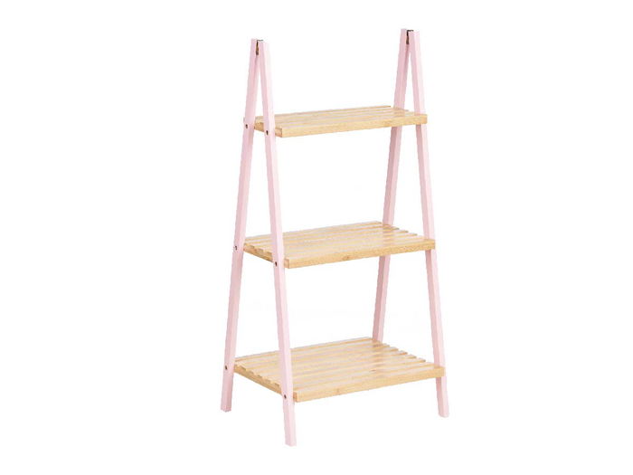 Berilo Estantería Escalera 3 Estantes Bambú Rosa Natural 40.3x81.5x30 cm