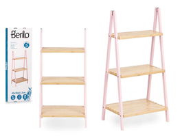 Berilo Estantería Escalera 3 Estantes Bambú Rosa Natural 40.3x81.5x30 cm