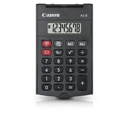 Canon AS-8 Calculadora de Bolsillo con Pantalla de 8 Dígitos, Inclinación, Batería, Color Gris