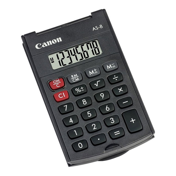 Canon Calculadora de bolsillo AS-8 (4598B001) con pantalla inclinable, 8 dígitos, raíz cuadrada, gris, batería LR54 Canon Calculadora de bolsillo AS-8 (4598B001) con pantalla inclinable, 8 dígitos, raíz cuadrada, gris, batería LR54