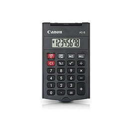 Canon Calculadora de bolsillo AS-8 (4598B001) con pantalla inclinable, 8 dígitos, raíz cuadrada, gris, batería LR54