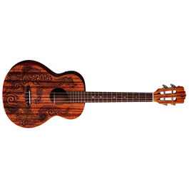 LUNA Uke Henna Dragon Mahogany Baritone W/Pre - Ukelele Barítono con Preamplificador y Estuche