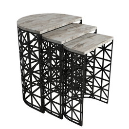 Hanah Home Juego de Mesas Nido Stil Mármol Blanco Estilo Moderno 3 Piezas