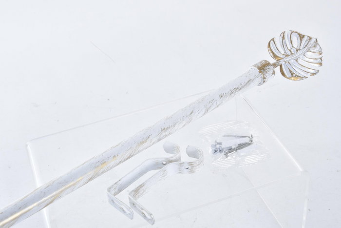 Barra Cortina Tropical DKD Home Decor Blanco Dorado 16 x 16 x 160 cm (4 Unidades)