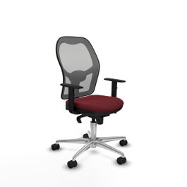 PIQUERAS Y CRESPO Silla de oficina Jorquera con mecanismo Sincro, similpiel granate y malla gris