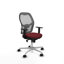 PIQUERAS Y CRESPO Silla de oficina Jorquera con mecanismo Sincro, similpiel granate y malla gris