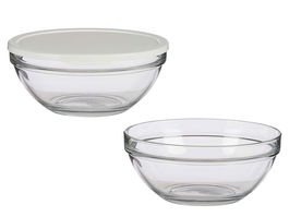 Pasabahce Fiambrera Redonda Chefs Con Tapa Blanca 2500 ml 23x10x23cm (Set de 4)
