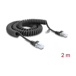 DeLOCK Cable RJ50 en espiral 2 m negro