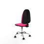 Silla de oficina Algarra con mecanismo Contacto permanente básico tapizada con Similpiel color Rosa. Equipada con Base cromada, Sin brazos y Ruedas de parqué
