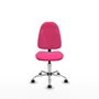 Silla de oficina Algarra con mecanismo Contacto permanente básico tapizada con Similpiel color Rosa. Equipada con Base cromada, Sin brazos y Ruedas de parqué