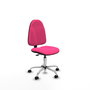 Silla de oficina Algarra con mecanismo Contacto permanente básico tapizada con Similpiel color Rosa. Equipada con Base cromada, Sin brazos y Ruedas de parqué