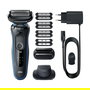 Braun Series 5 51-B1820s - Máquina de afeitar de láminas recargable, 3 cabezas, uso en seco y mojado, negro y azul