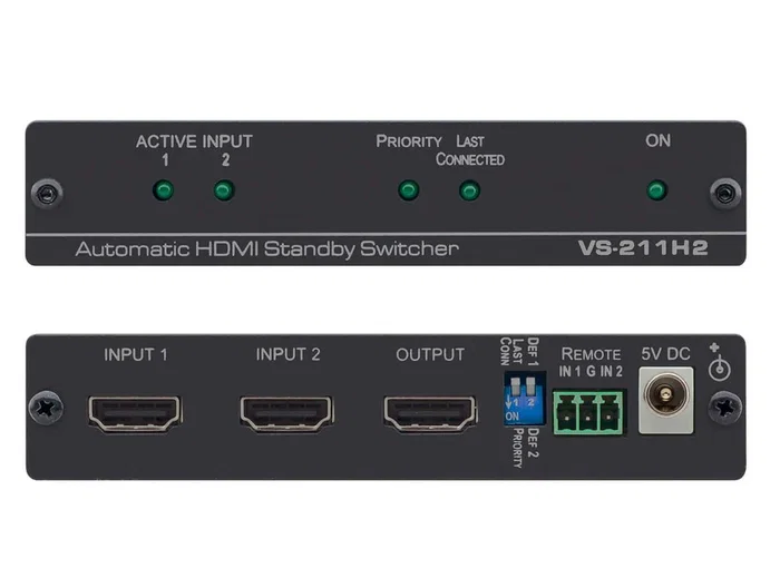 Kramer VS-211H2 Interruptor de Vídeo HDMI, Negro, HDMI 2.0, 17.82 Gbit/s, 3D, HDCP, Montaje en Rack, Ancho de Banda 17,82 Gbit/s