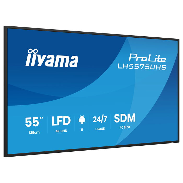 iiyama LH5575UHS-B2AG Pantalla de Señalización Digital 55" 4K UHD IPS con Android 11, WiFi, 3xHDMI, DisplayPort, 24/7