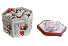 DKD Home Decor Bola Decoración Navidad Tradicional Rojo Blanco PVC Papa Noel Set de 14 Piezas 25 x 16 x 25 cm