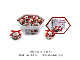 DKD Home Decor Set de 14 Bolas de Decoración Papá Noel Rojo y Blanco