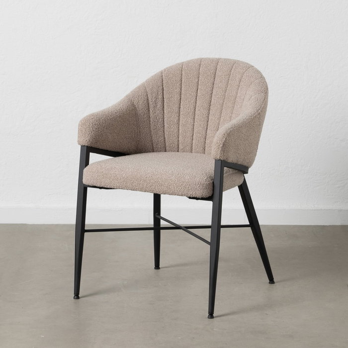 Silla Brazos Beige Tejido-Metal Salón 56 X 61 X 82 cm (Set de 2) Silla Brazos Beige Tejido-Metal Salón 56 X 61 X 82 cm (Set de 2)