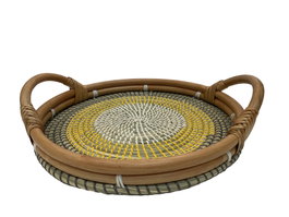 DKD Home Decor Bandeja de Decoración Ratan Seagrass 45x45x10 Natural beige