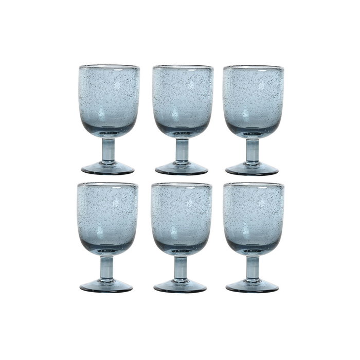 DKD Home Decor Set de 6 Copas de Cristal Burbujas Azul 300ml DKD Home Decor Set de 6 Copas de Cristal Burbujas Azul 300ml
